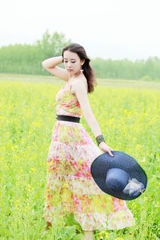 Asian Girl In Rape Field Royalty Free Stock Image Asian Girl In Rape Field Royalty Free Stock Image