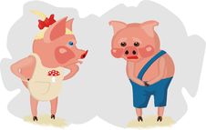 Little Piglets Are Quarrelling Royalty Free Stock Photography Little Piglets Are Quarrelling Royalty Free Stock Photography