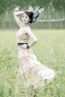 Asian Model Posing In Rape Field Royalty Free Stock Photo Asian Model Posing In Rape Field Royalty Free Stock Photo