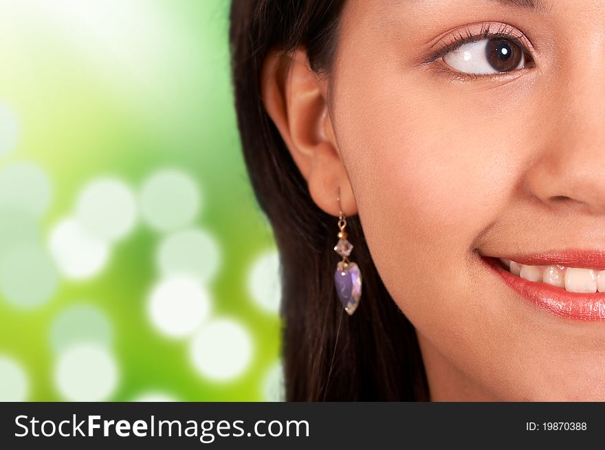 Teenage girl smiling naturally, Sunny Background. Teenage girl smiling naturally, Sunny Background