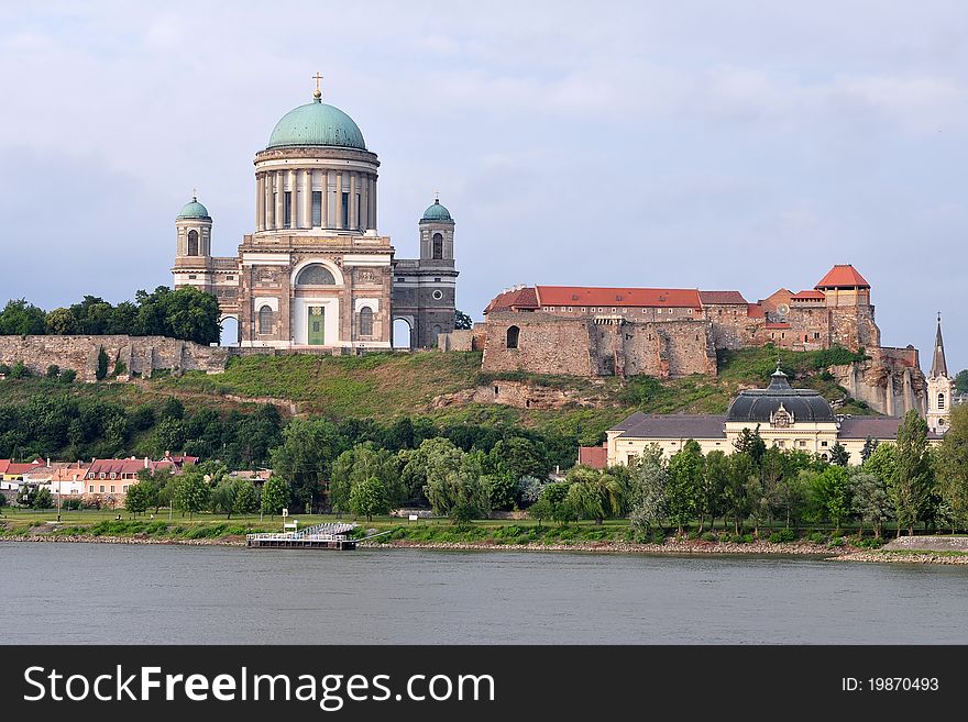 The Primatial Basilica of the Blessed Virgin Mary Assumed Into Heaven and St Adalbert is an ecclesiastic basilica in Esztergom. The Primatial Basilica of the Blessed Virgin Mary Assumed Into Heaven and St Adalbert is an ecclesiastic basilica in Esztergom.