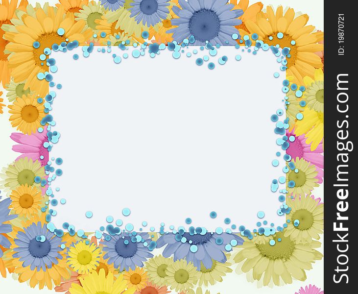 Bright floral frame with spring flowers