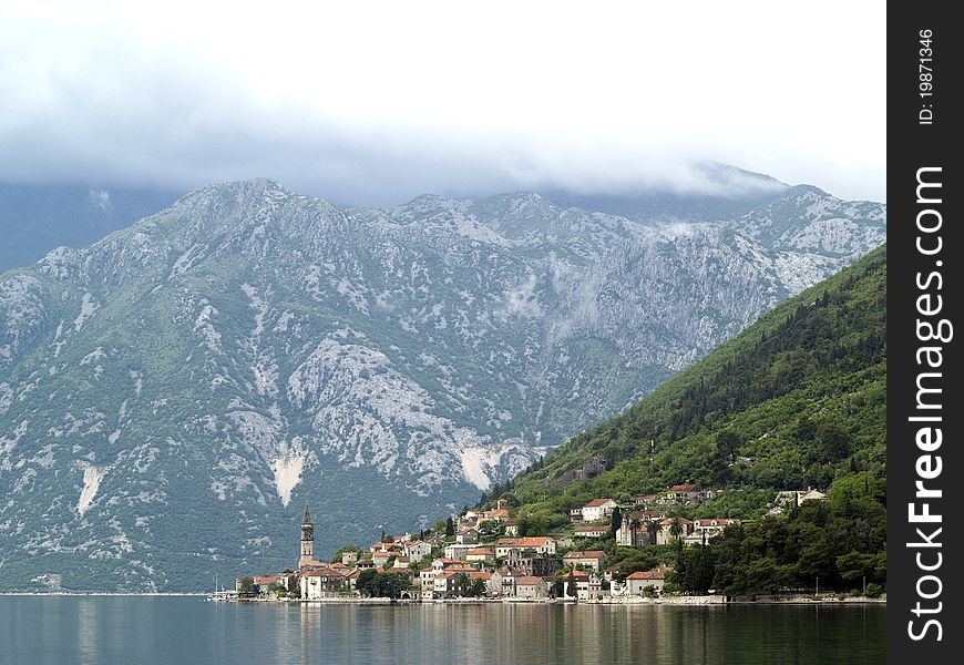 Kotor bay seaview daytime spring long focus