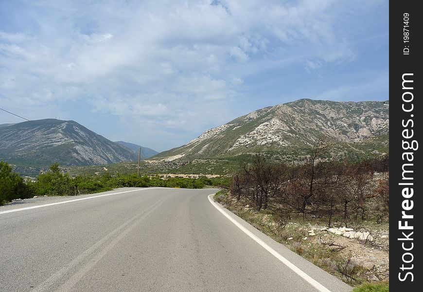 The road in the mountains of western Crete, Greece
