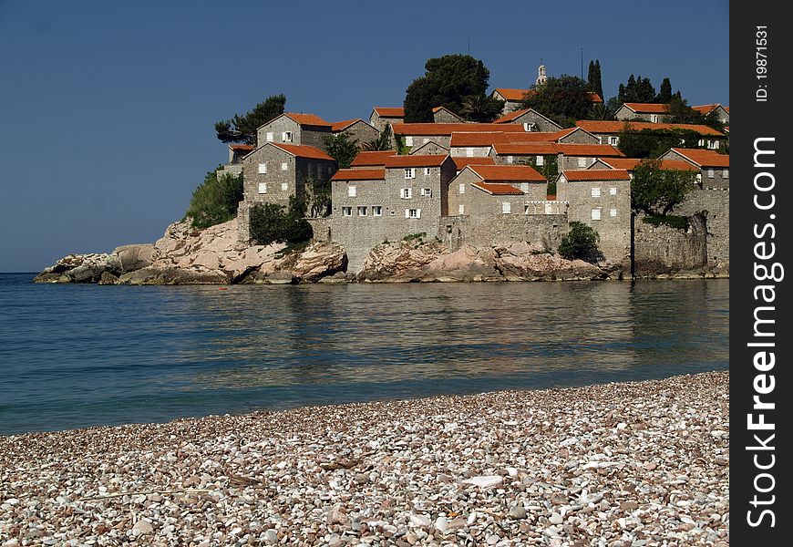 St. Stefan (Sveti Stefan) daytime clear sky. St. Stefan (Sveti Stefan) daytime clear sky