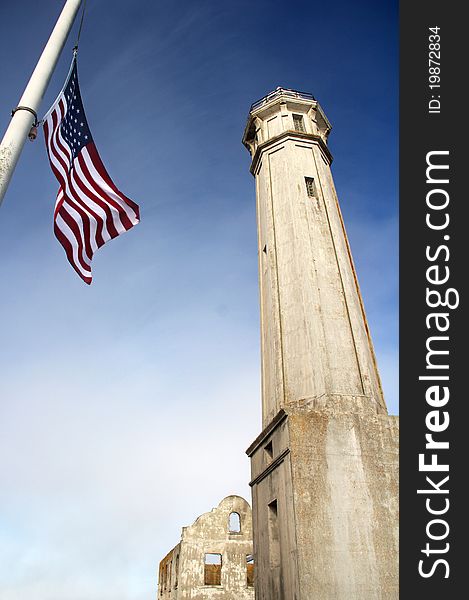 Stars And Stripes In A View From Alcatraz