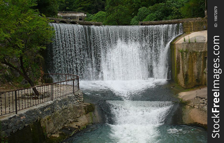 Man-made waterfall in the mountains of Abkhazia. Man-made waterfall in the mountains of Abkhazia