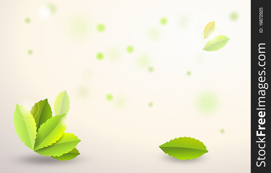 Abstract background with green leaves and light - illustration