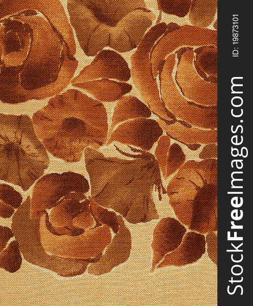 Flowered textile background brown and beige. Flowered textile background brown and beige.
