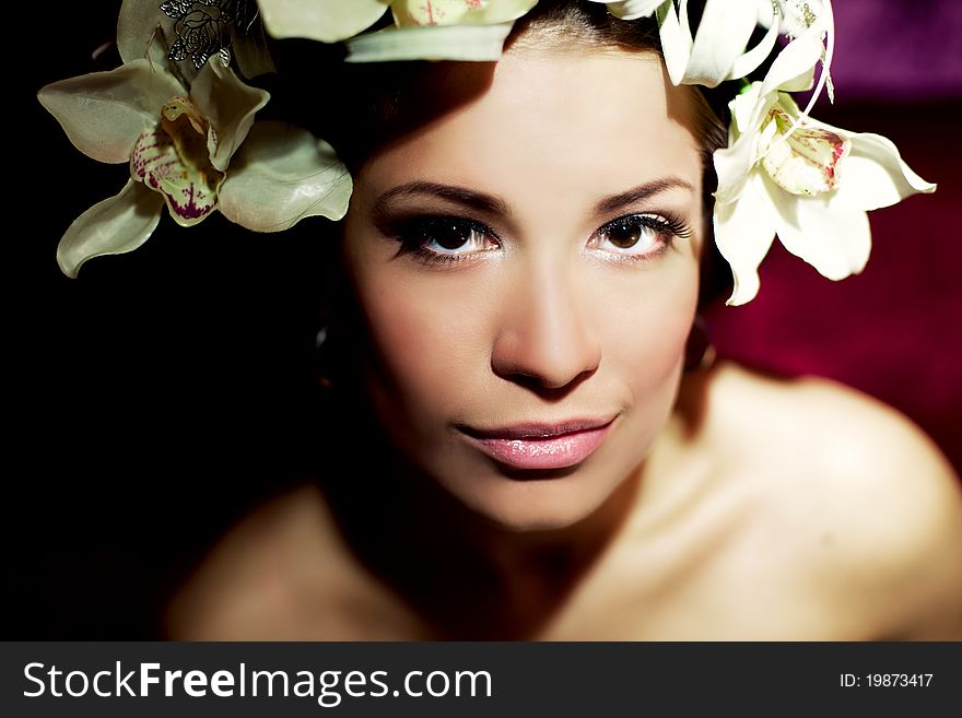 Beautiful Brunette With The Wedding Hairstyle