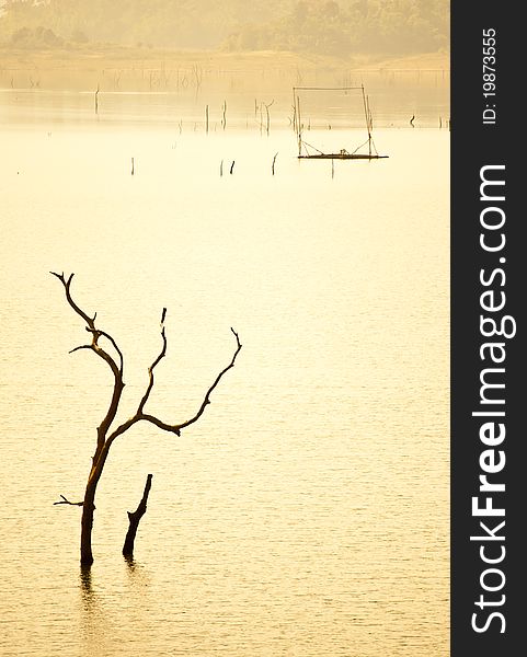 Stick in the Reservoir at Thailand ,Asia