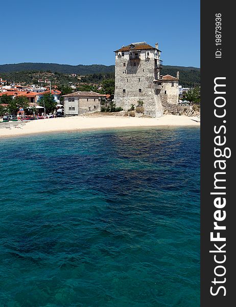 Phospfori tower in Ouranopolis, Athos Peninsula, Mount Athos, Chalkidiki, Greece