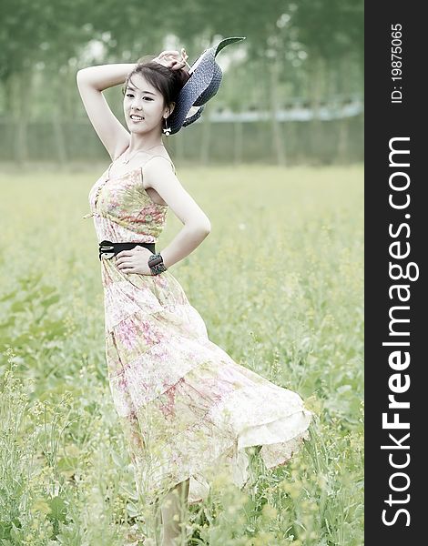 Asian Model Posing In Rape Field