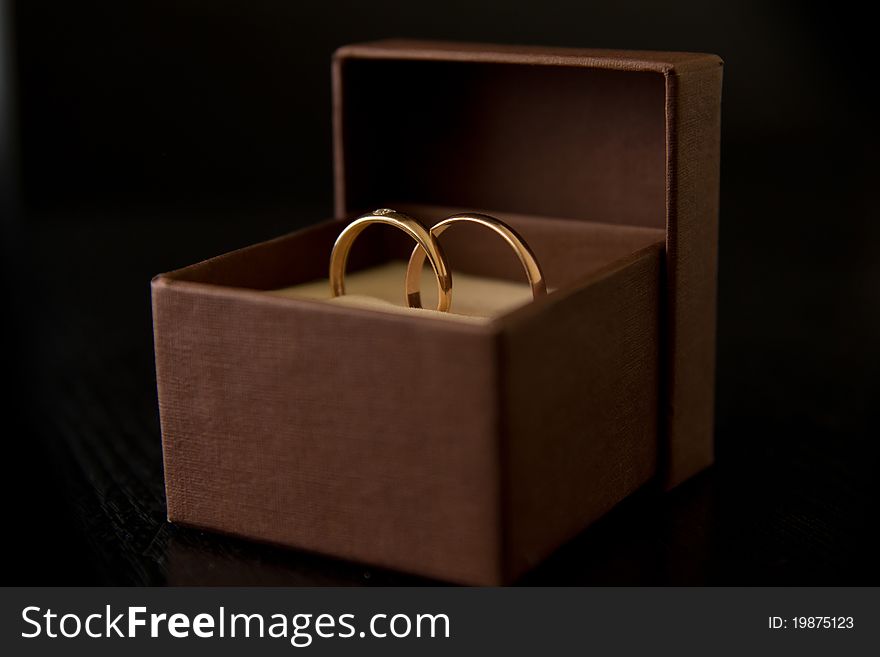 Photo of two wedding rings in box