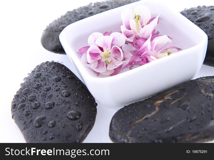 Floating Flowers And Spa Stones