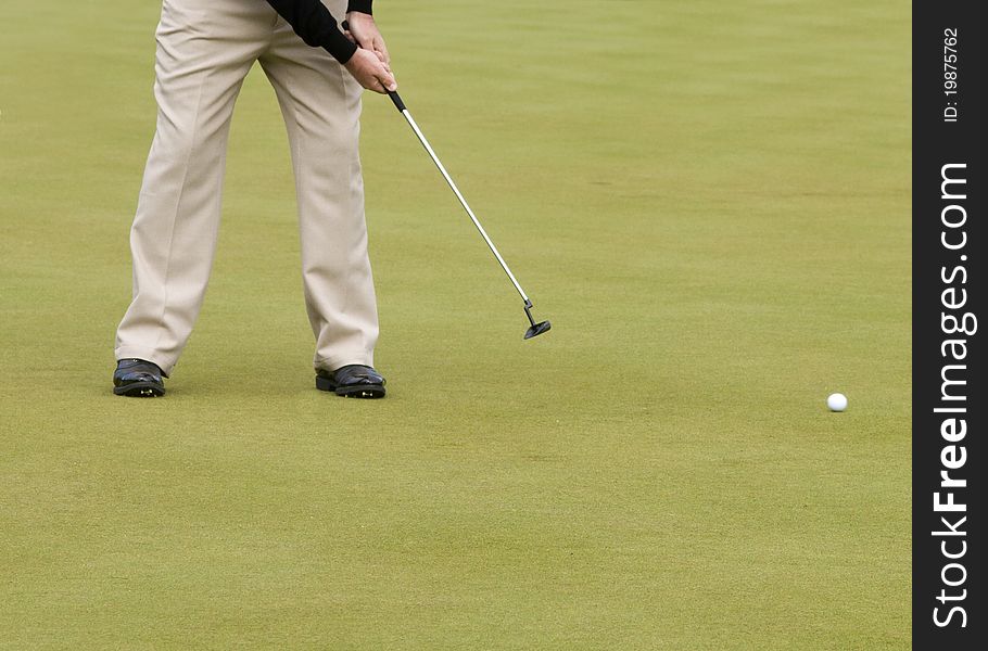 Golfer on the  Putting green Background closeup