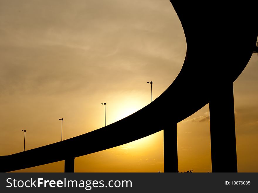 Bridge at sunset ,Bangkok ,Thailand