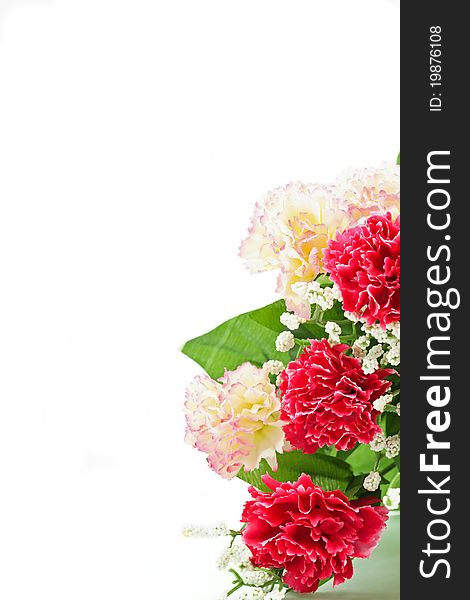 Close-up of a bridal bouquet isolated on white background