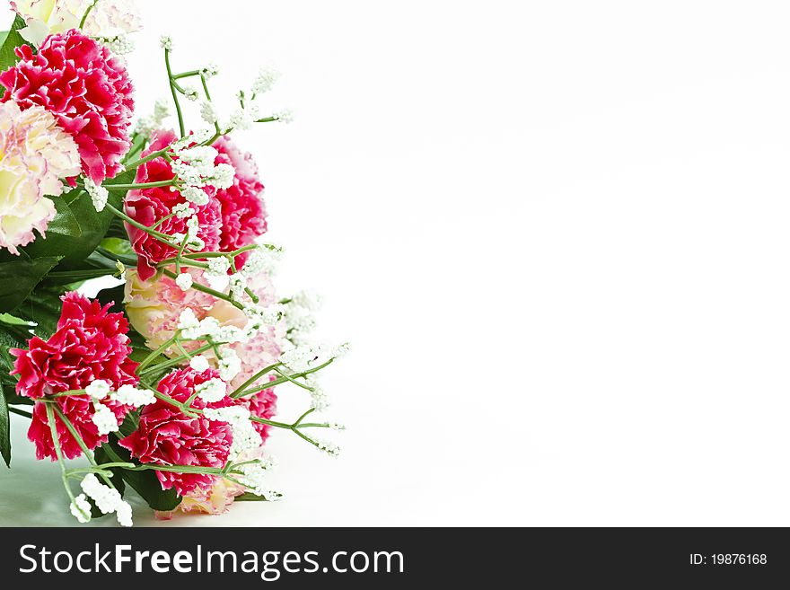 Close-up of a bridal bouquet isolated on white background