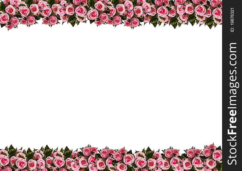 Picture frame by artificial pink roses. Picture frame by artificial pink roses