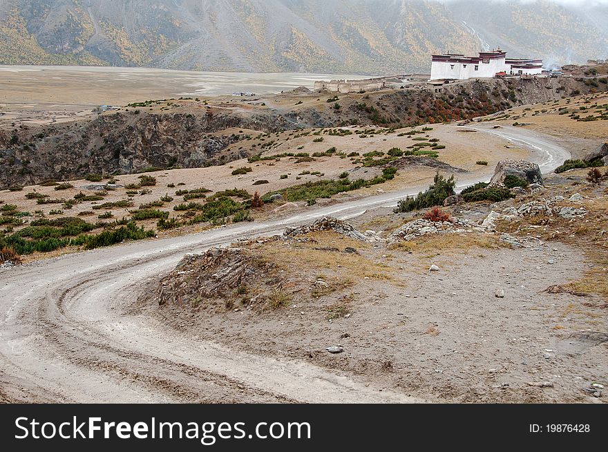 A curved twists and turns to too far down the road. A curved twists and turns to too far down the road