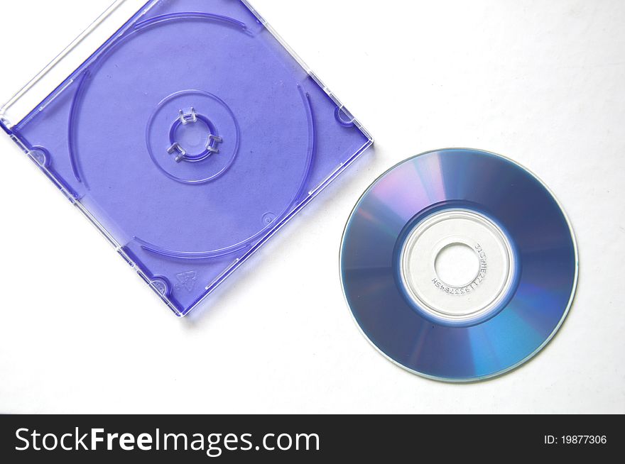 Blue box and blue cd on white background