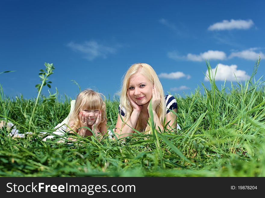 Mother with her daughter outdoors