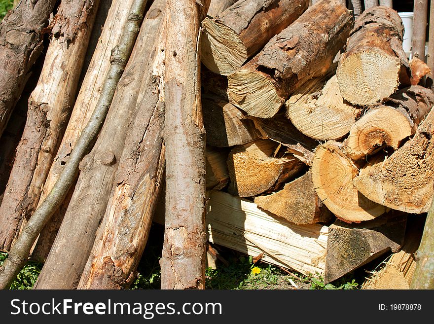 Wood logs used for heating and hut construction