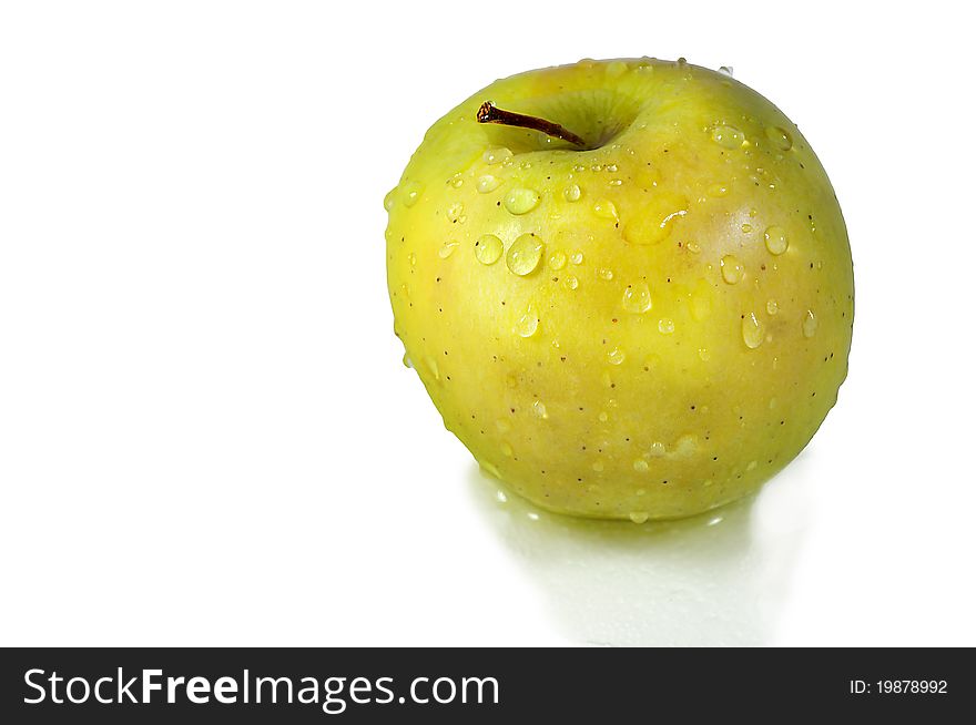 Apple with water drops isolated on white background