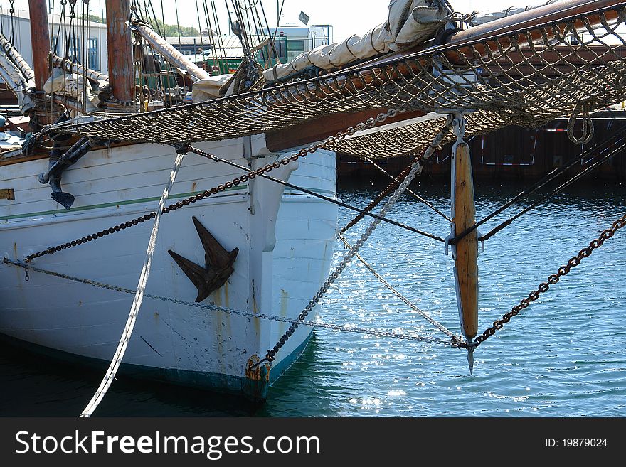 Old vintage wooden sail boat