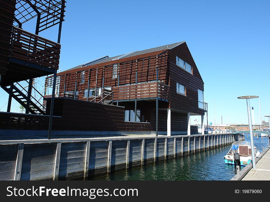 Modern design wooden house made with metal frame and glass