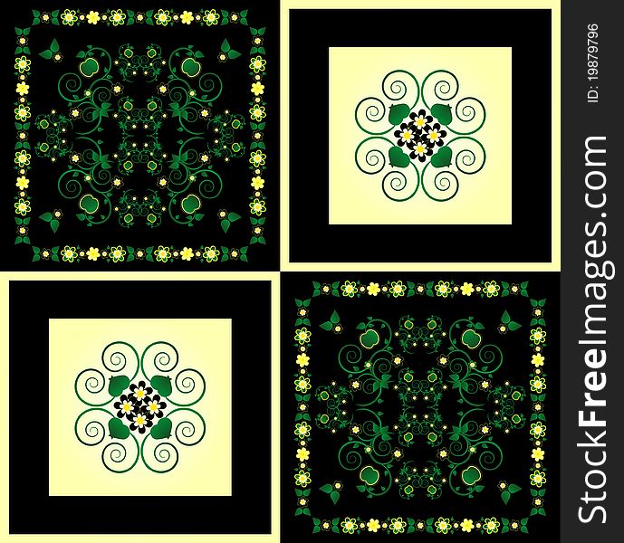 Pattern with flower on square background