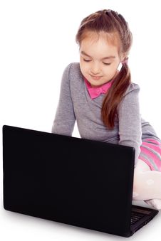 Girl With A Computer Royalty Free Stock Images Girl With A Computer Royalty Free Stock Images