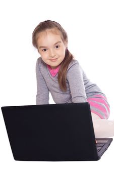 Girl With A Computer Royalty Free Stock Image Girl With A Computer Royalty Free Stock Image