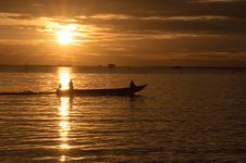Fishermen Boat In Sunset Stock Photo Fishermen Boat In Sunset Stock Photo