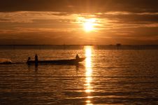 Fishermen Boat In Sunset Stock Photos Fishermen Boat In Sunset Stock Photos