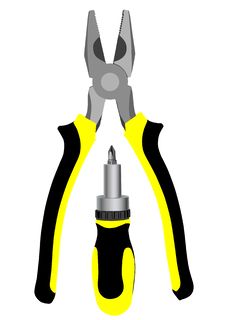 Screwdriver And Pliers Stock Photo Screwdriver And Pliers Stock Photo