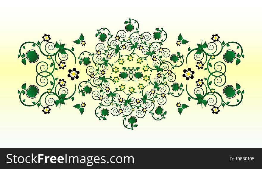 Horizontal Ornament With Flower