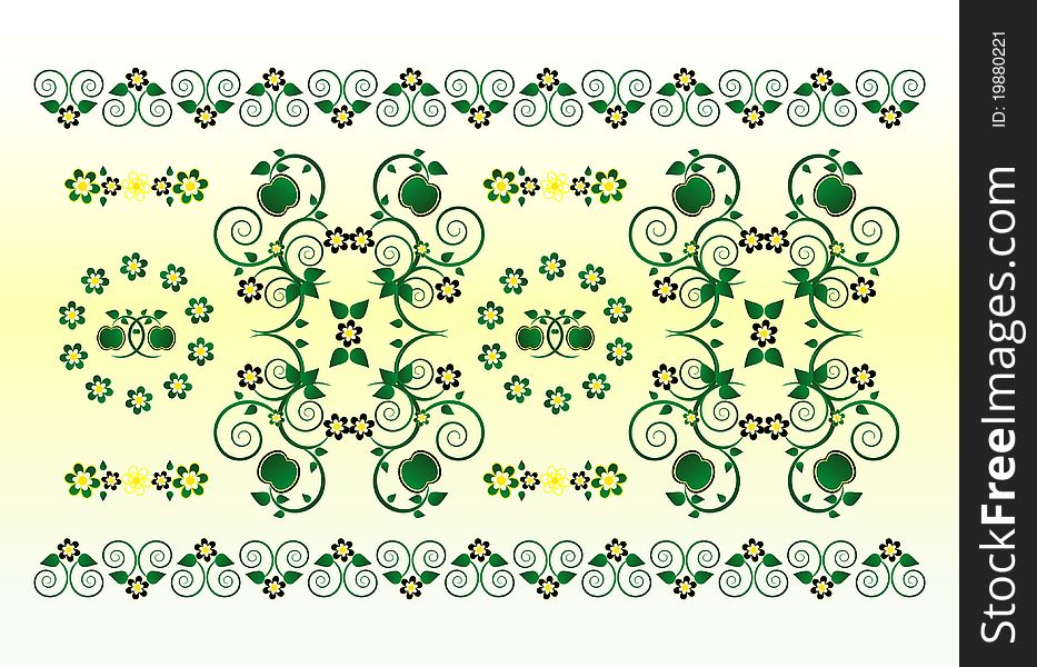 Horizontal Ornament With Flower