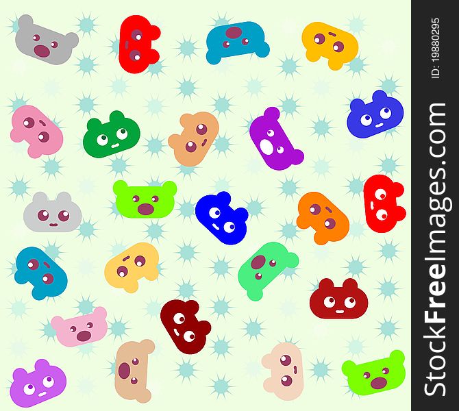 smile colored cartoon animals background