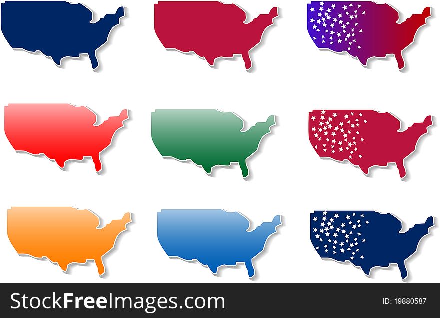 Form Of Usa Stickers Set