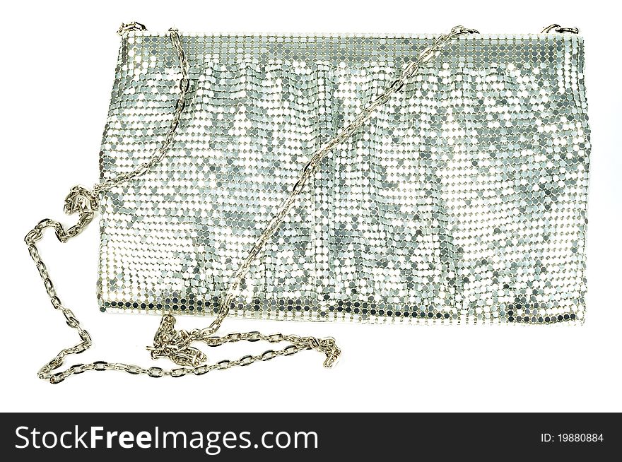 Silver woman purse isolated on a white background. Silver woman purse isolated on a white background