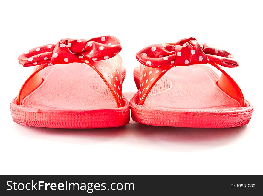 Beach flip-flops on a white background. Beach flip-flops on a white background