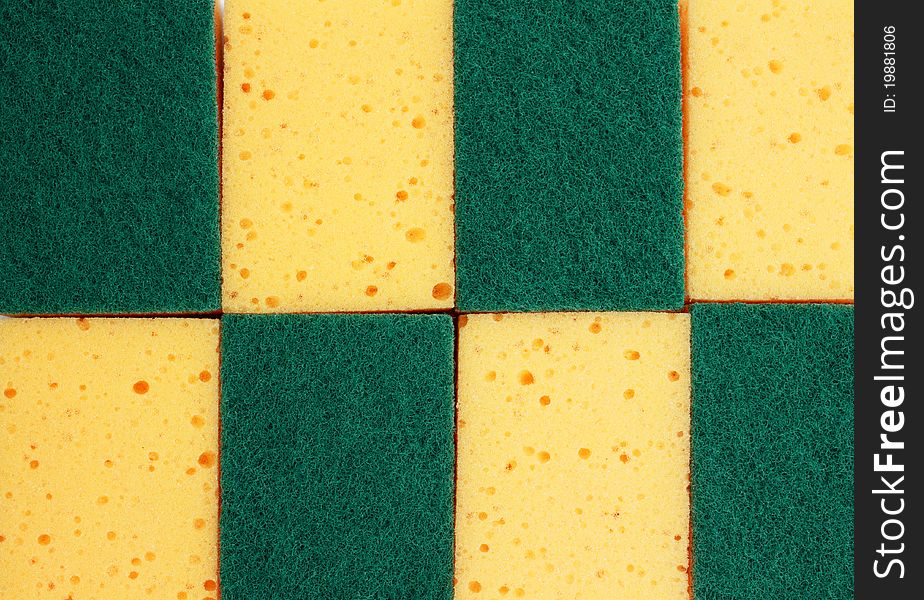 Green and yellow background of kinchen sponge. Green and yellow background of kinchen sponge