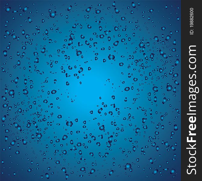 Blue background with many drops