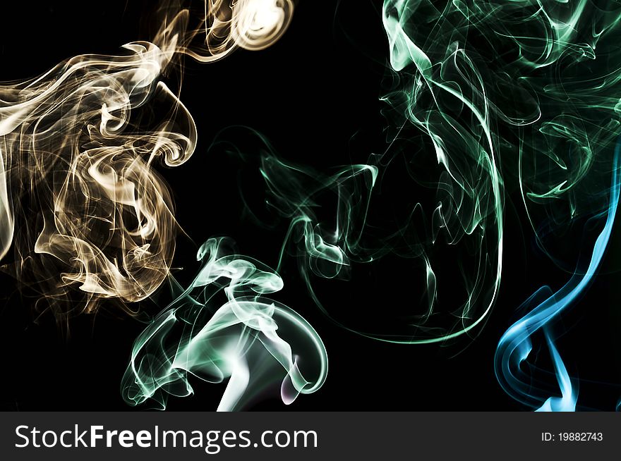 Color abstract of smoke in black background. Color abstract of smoke in black background