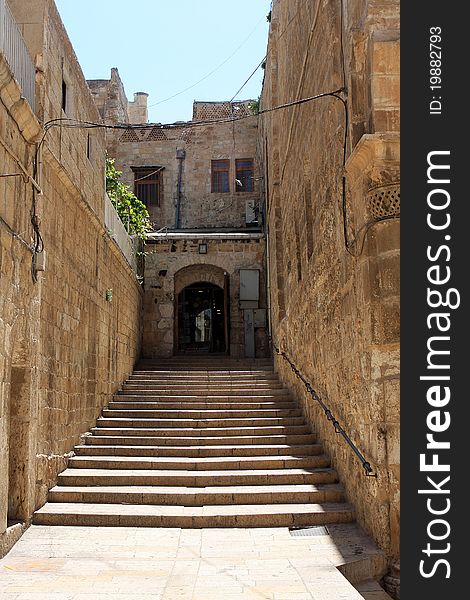 Stairway in Jerusalem near the Church of The Holy Sepulchre , Israel