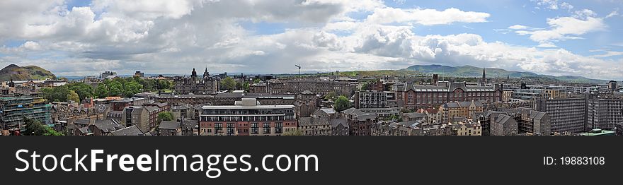 the view of the city from edinburgh castle in scotland. the view of the city from edinburgh castle in scotland