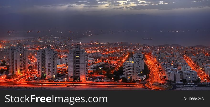 View On Aqaba Gulf Before Sunrise, Israel