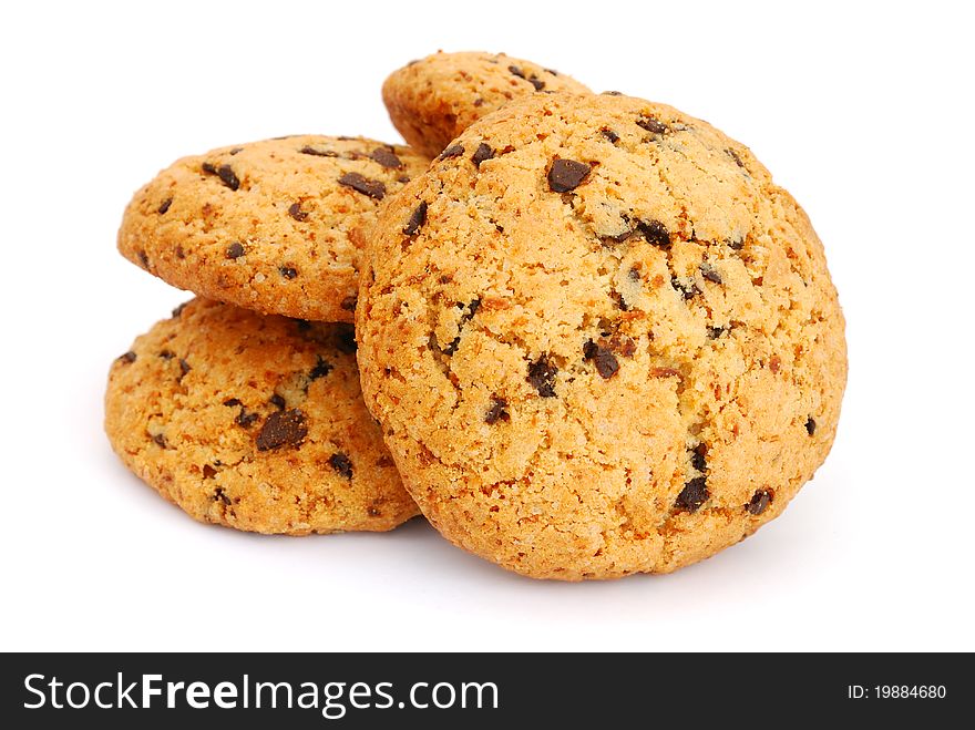 Cookies with chocolate isolated on white background